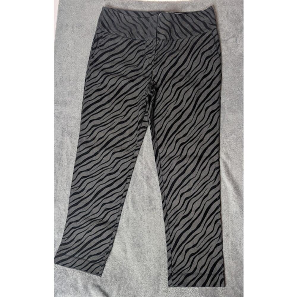 INC Womens 14 Black velvet Zebra Striped pants girlboss workwear office party